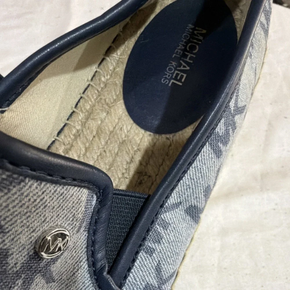 Michael Kors Logo Canvas Slip-On Women's Flats Blue Size 9 Medium